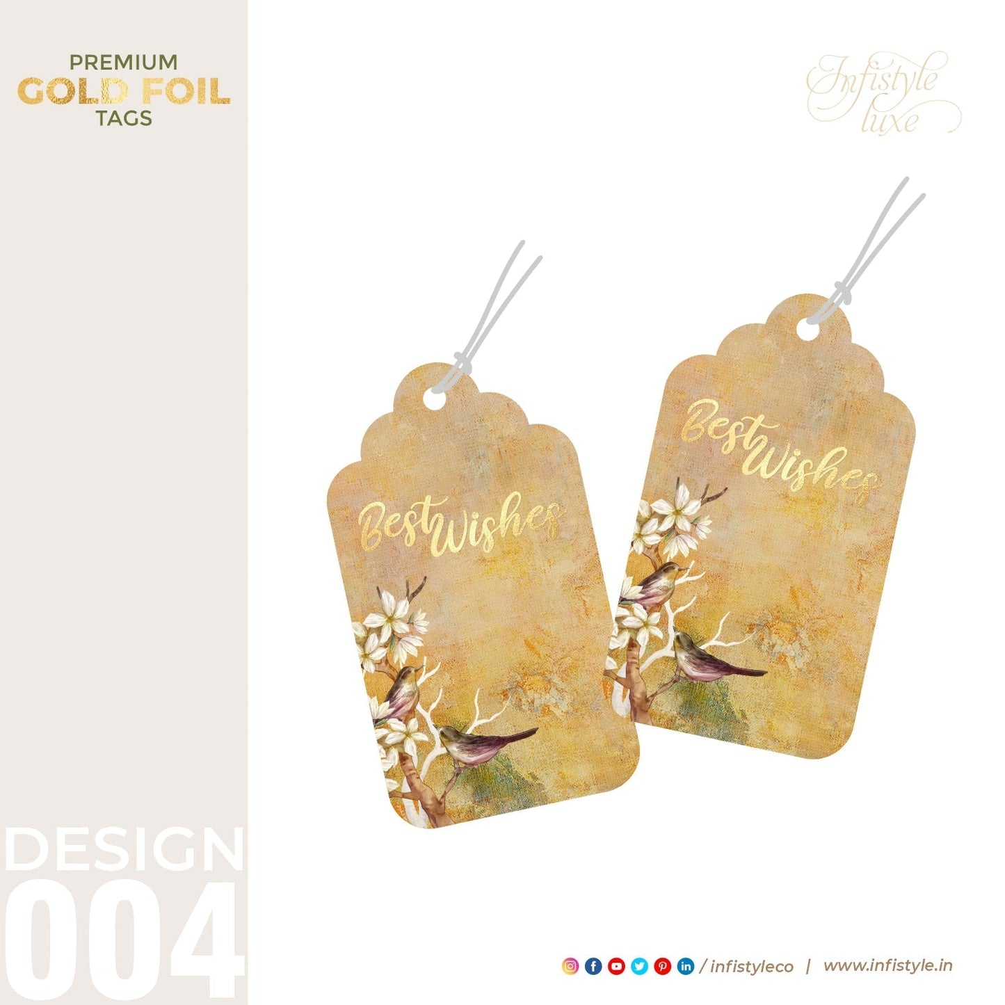Customised Best Wishes Tags Gold Foil Tags