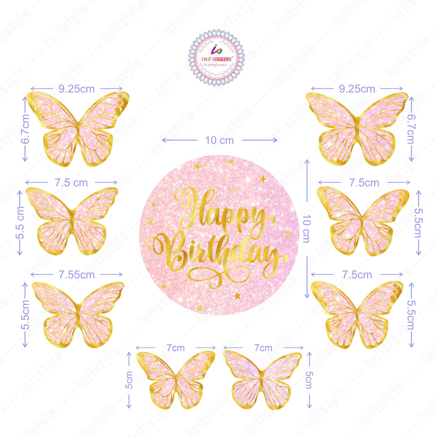 Butterfly Cake Toppers 8 Butterfly 1 Happy Birthday Party Decoration Cake Topper (PCT-05)