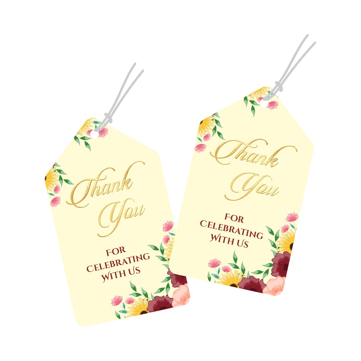 Thank You For Celebrating With Us Foil Tags Gold Faint Pink