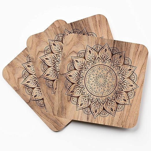Wooden Mandala Tea Coasters Pack of 6