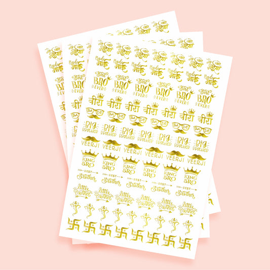 Golden Embossed Rakhi Resin Stickers from Infistyle