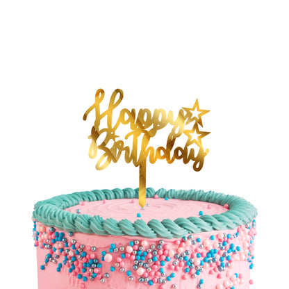 Happy Birthday Acrylic Golden Cake Toppers