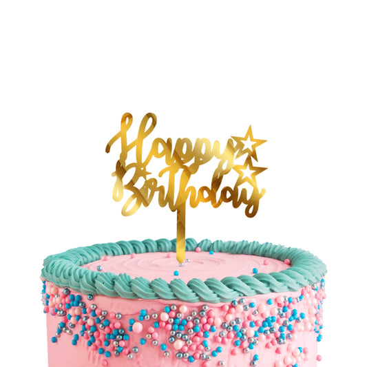 Happy Birthday Acrylic Golden Cake Toppers