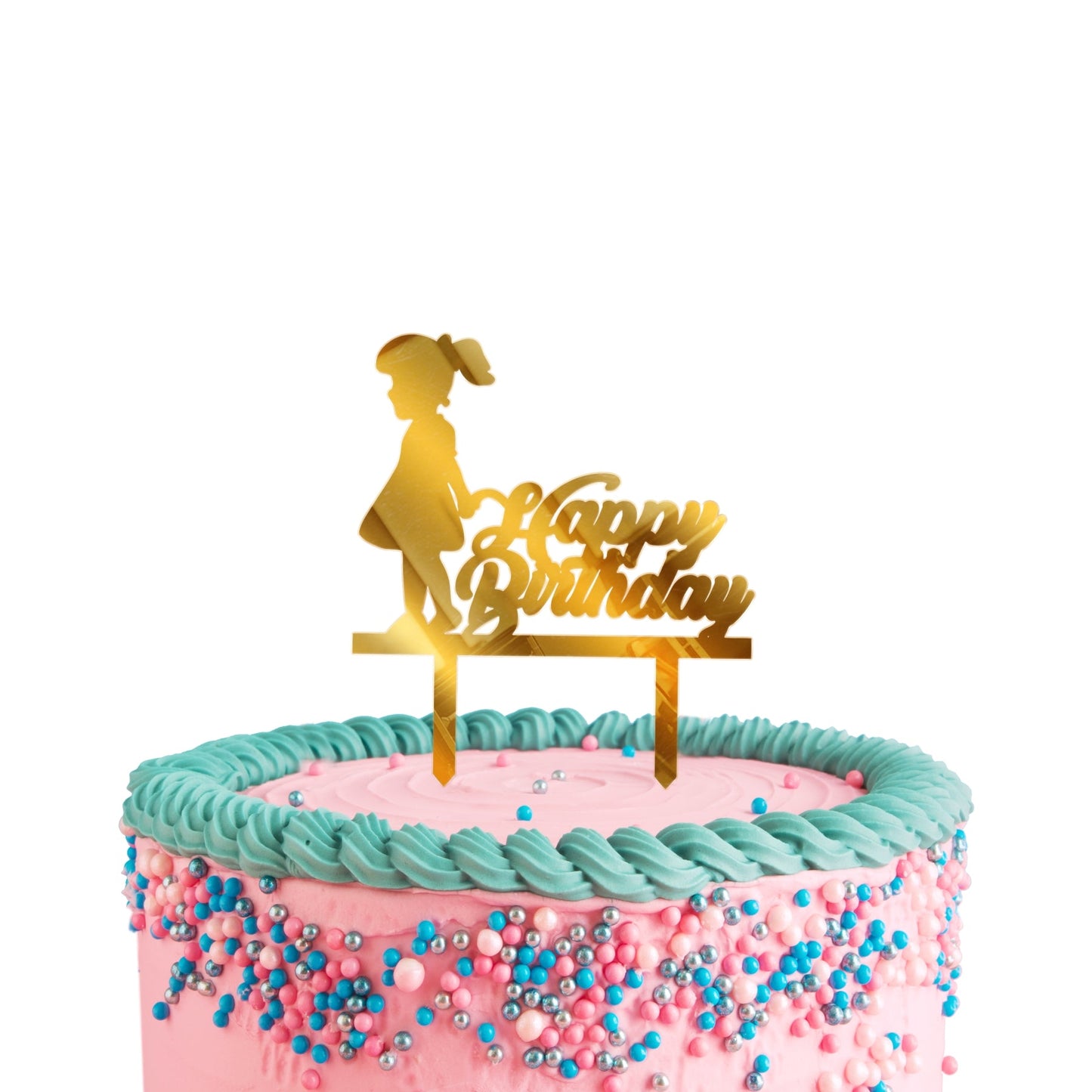 Happy Birthday Acrylic Golden Cake Toppers