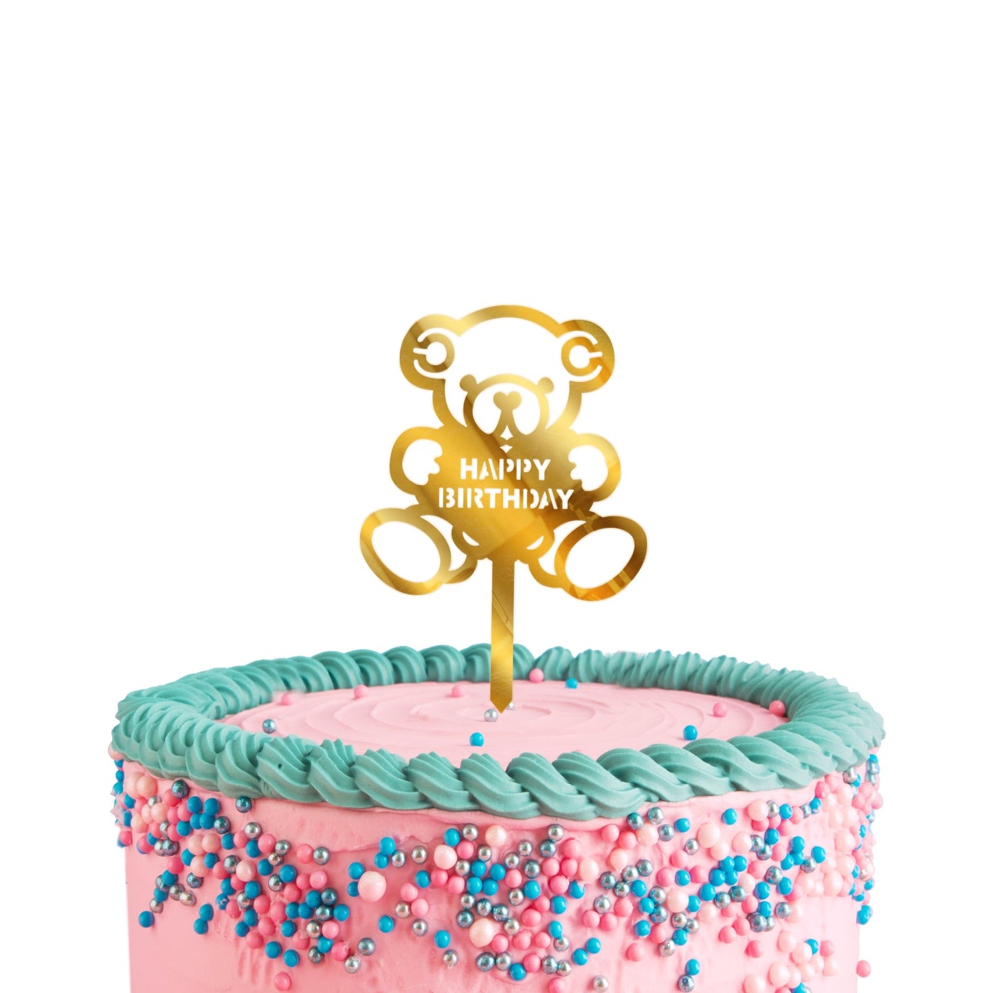 Acrylic Birthday Cake Teddy Toppers