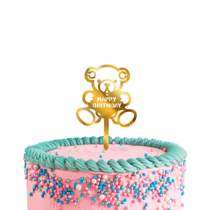 Acrylic Birthday Cake Teddy Toppers