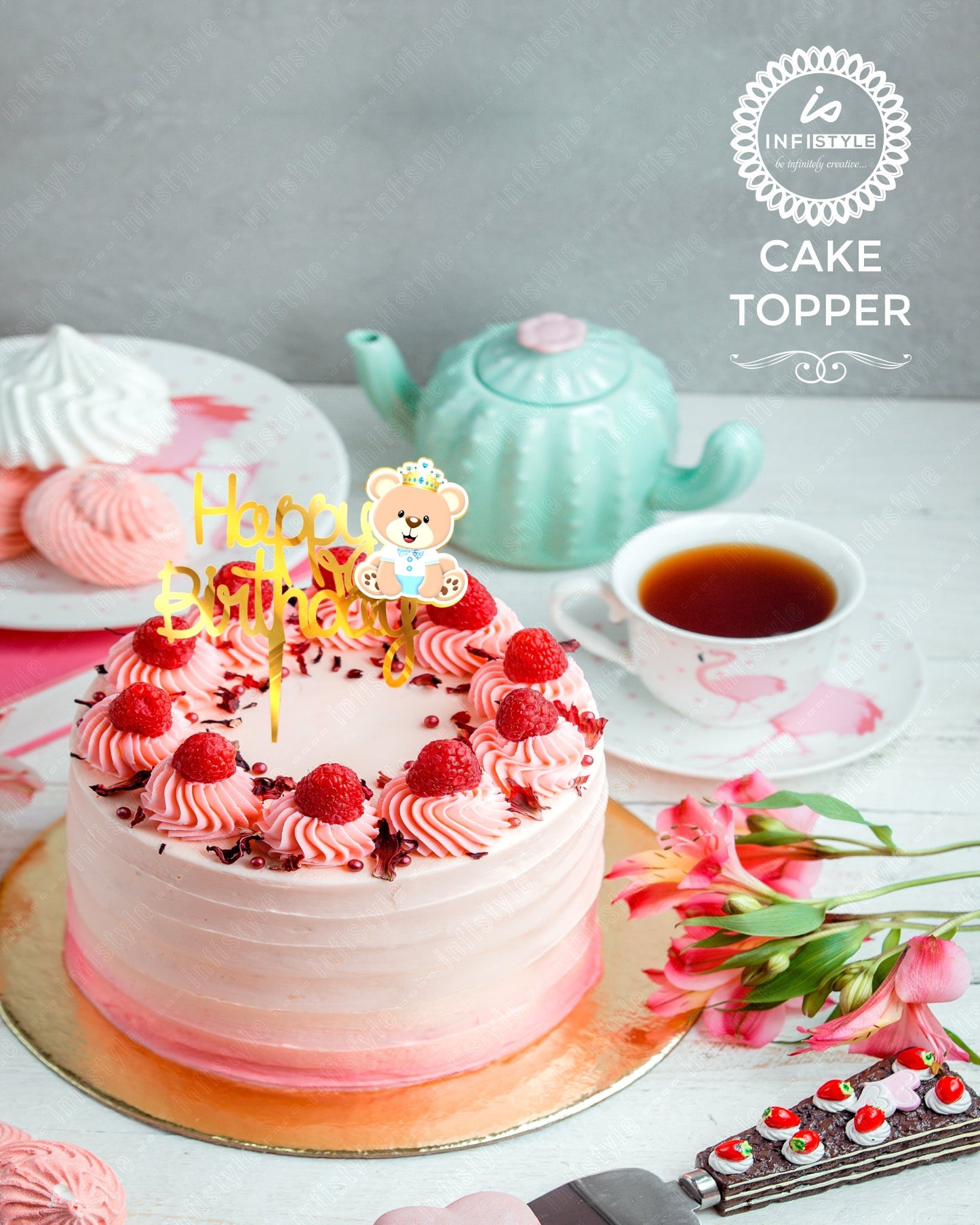 Acrylic Cake Topper Teddy Bear Birthday