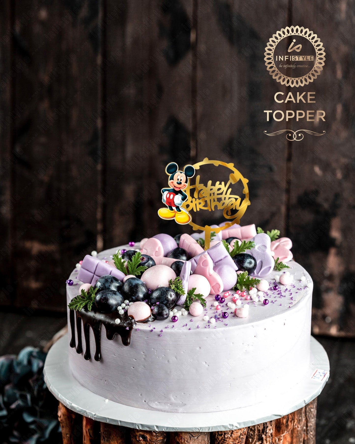 Golden Mickey Cake Topper Happy Birthday