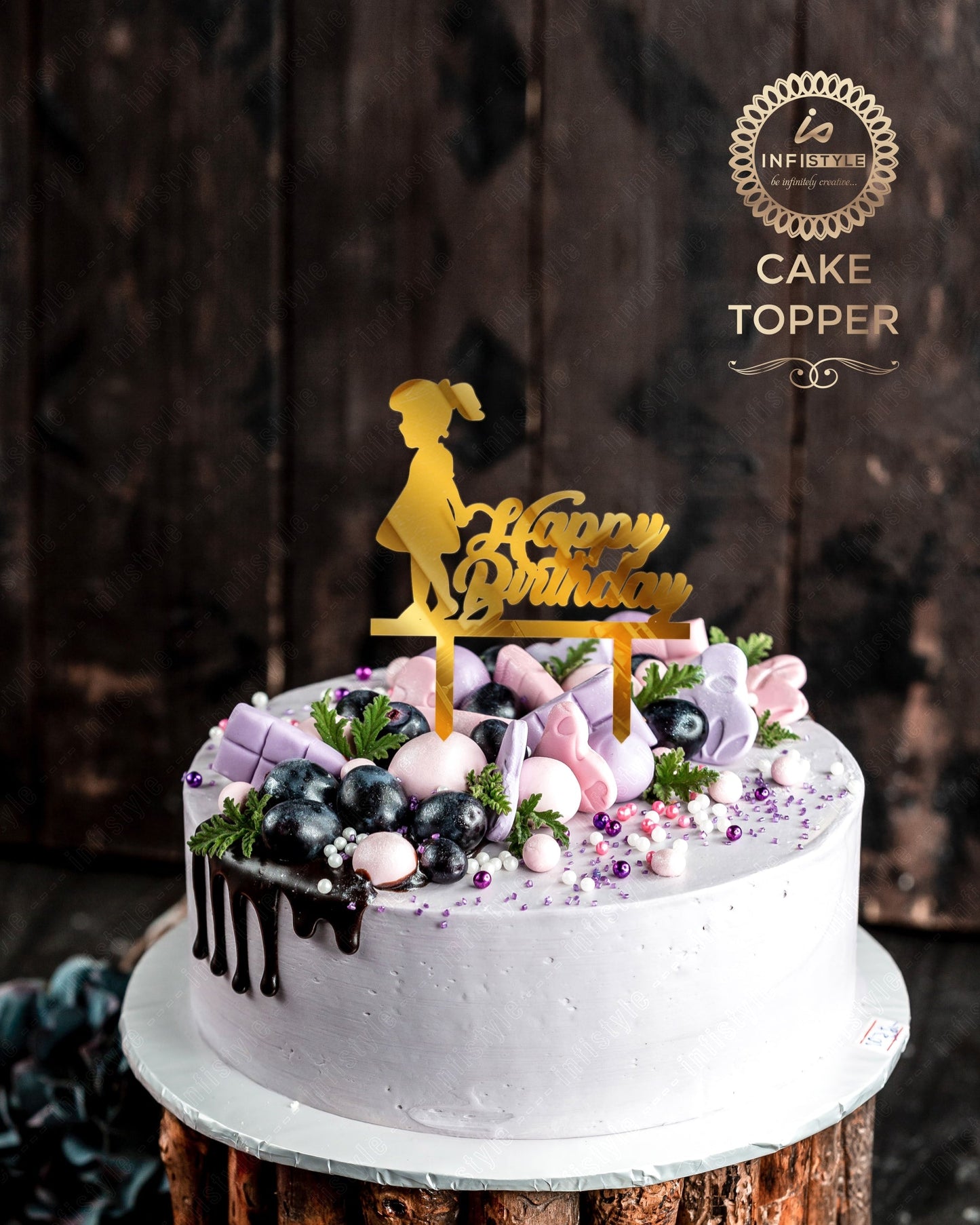 Happy Birthday Acrylic Golden Cake Toppers
