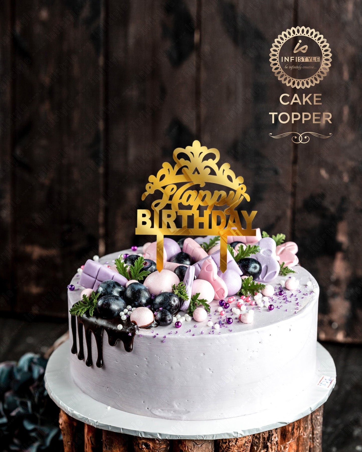 Golden Acrylic Birthday Cake Toppers