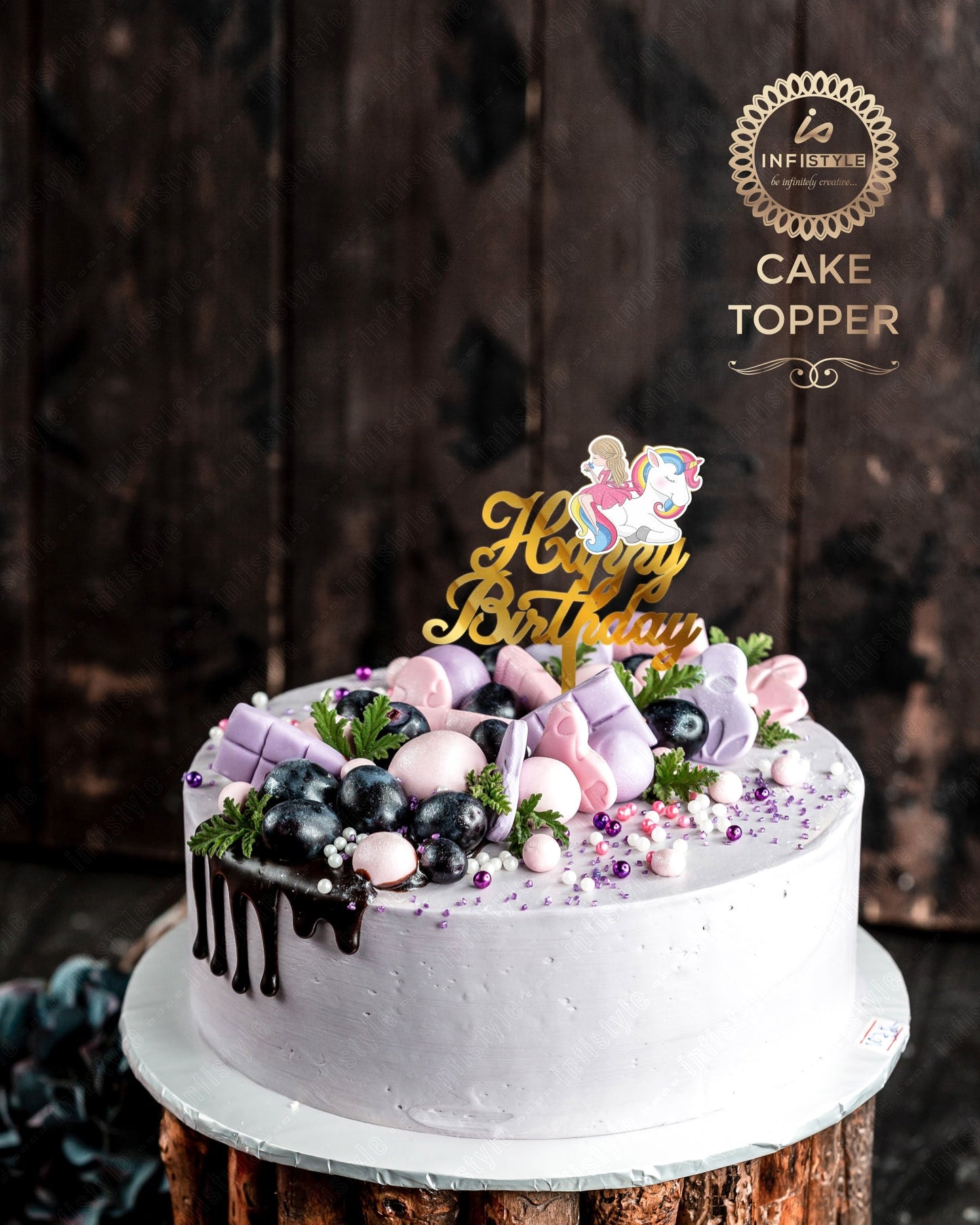 Cutipie Unicorn Cake Topper Gold Acrylic