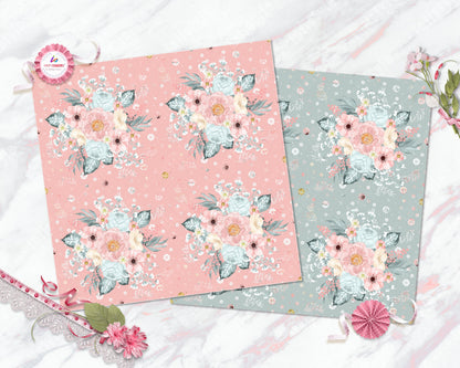 Pastel Paper Pattern Pack of 24 Sheet Flowers Stripes Pink photo 16