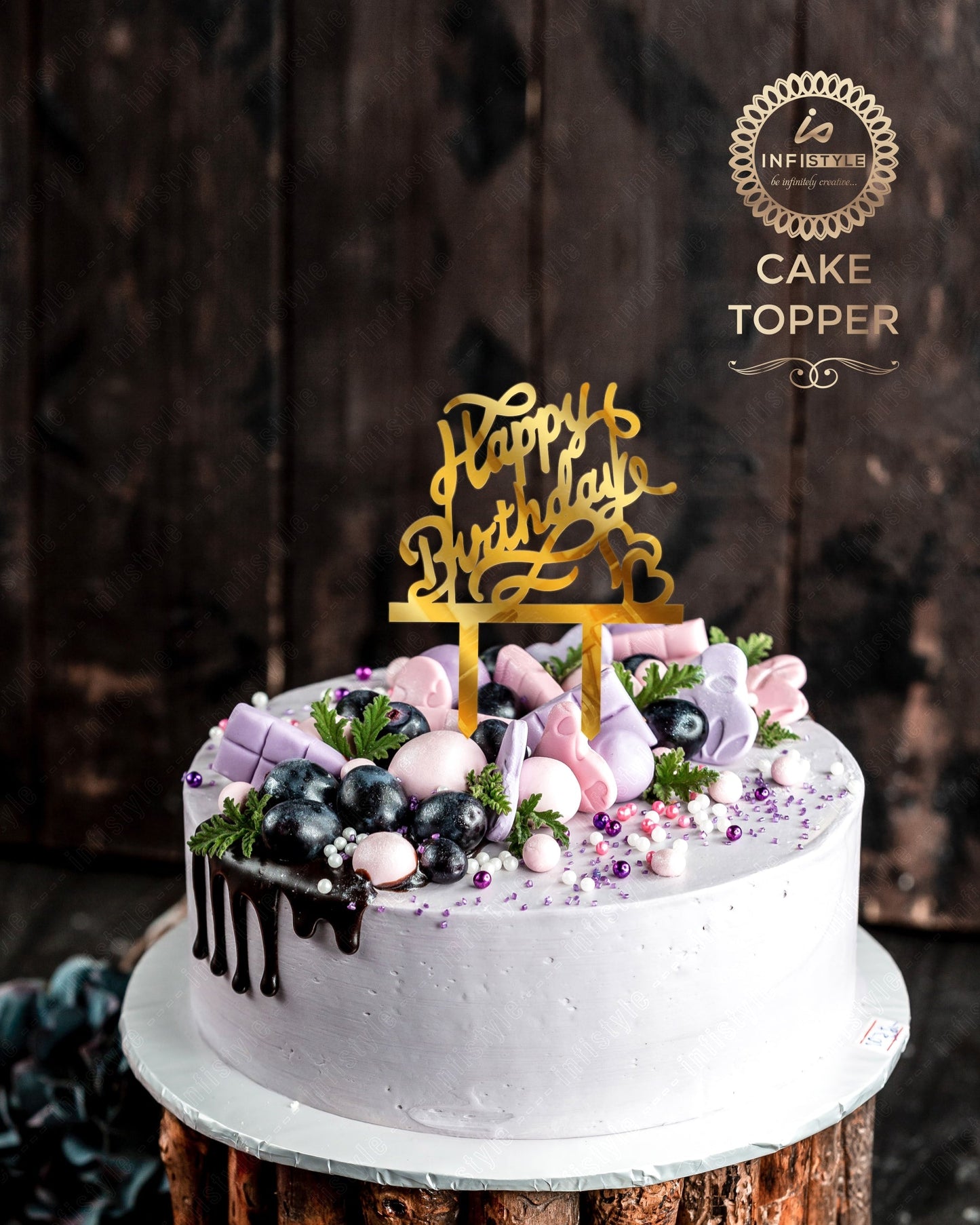 Happy Birthday Acrylic Golden Cake Toppers