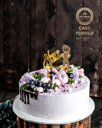 Acrylic Little Singham Cake Topper Golden