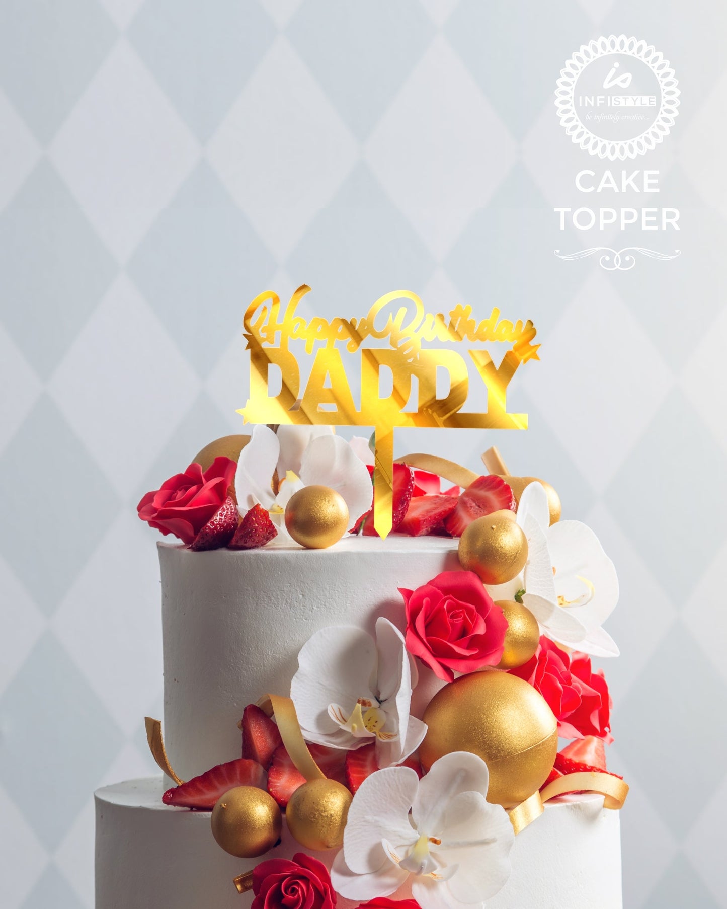 Gold Acrylic Birthday Cake Toppers