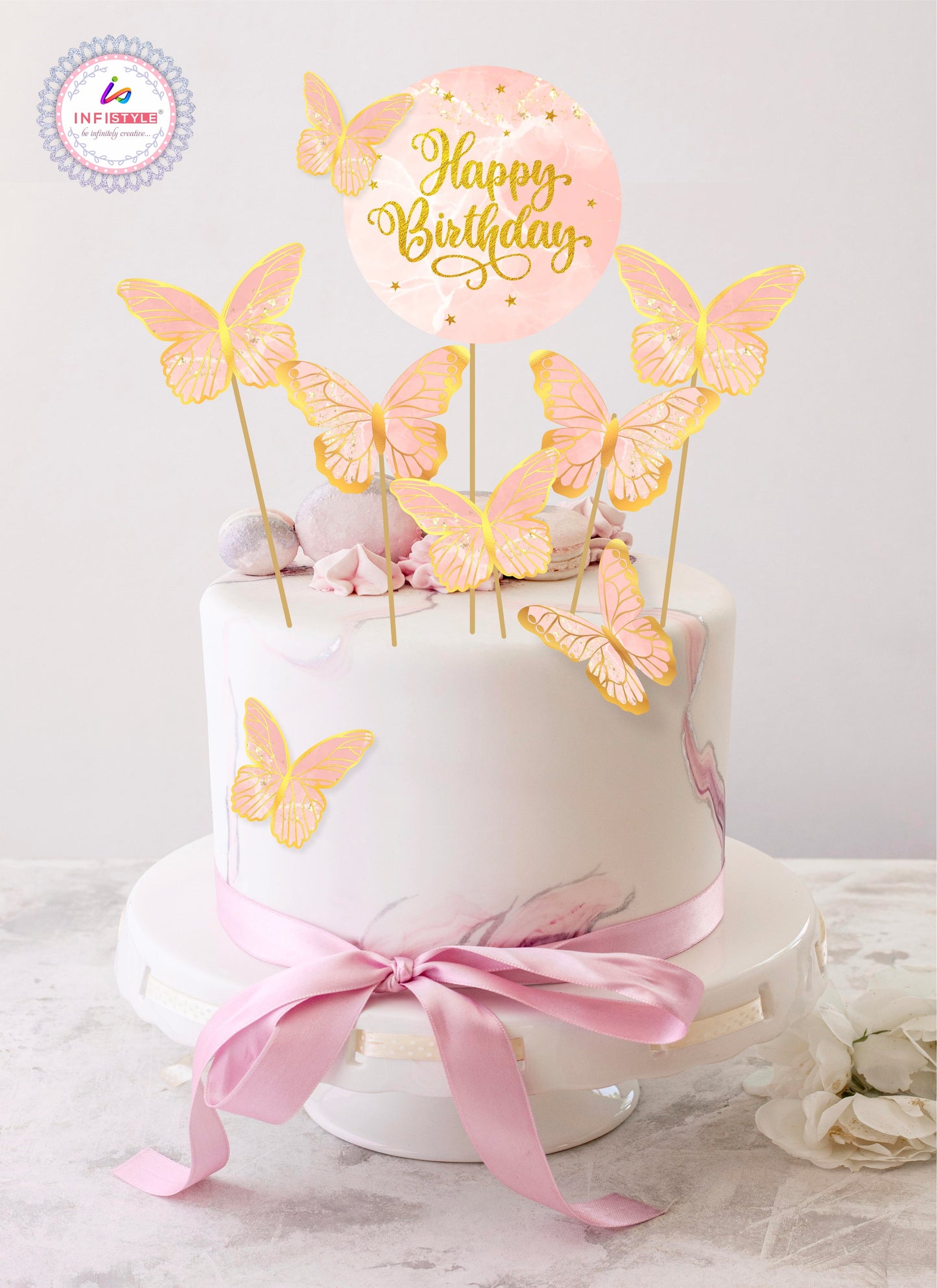 Butterfly Cake Toppers 8 Butterfly 1 Happy Birthday Party Decoration Cake Topper (PCT-01)