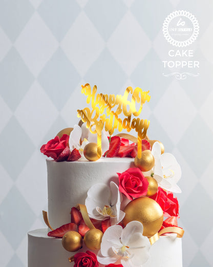 Golden 60th Birthday Acrylic Cake Topper