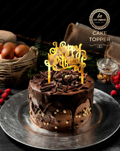 Happy Birthday Acrylic Golden Cake Toppers