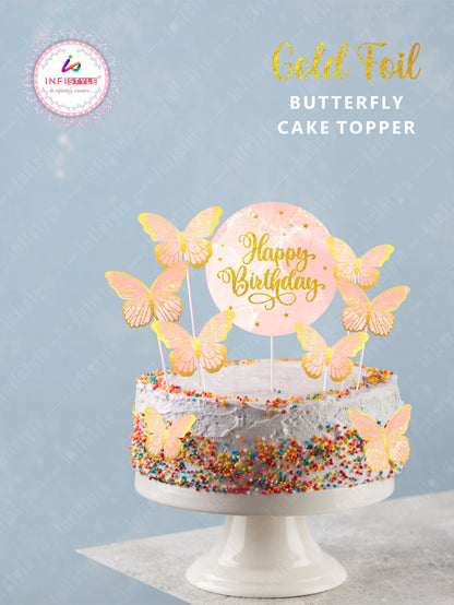 Butterfly Cake Toppers 8 Butterfly 1 Happy Birthday Party Decoration Cake Topper (PCT-01)