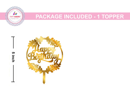 Happy Birthday Golden Acrylic Cake Toppers