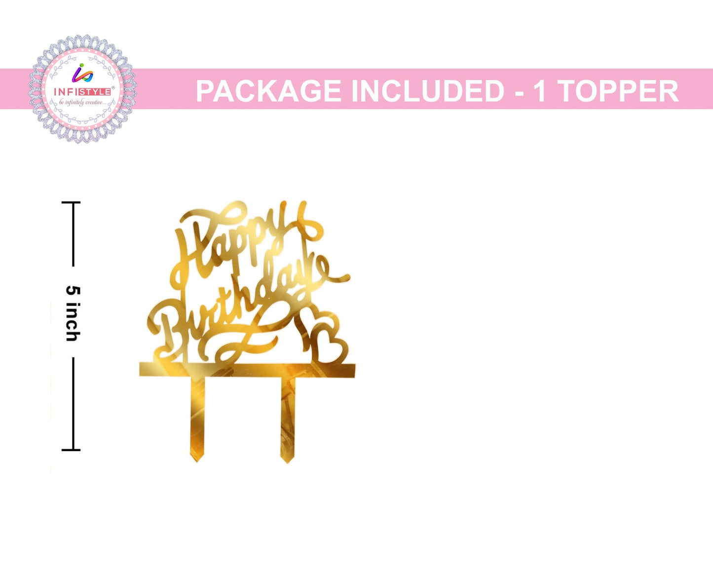 Happy Birthday Acrylic Golden Cake Toppers