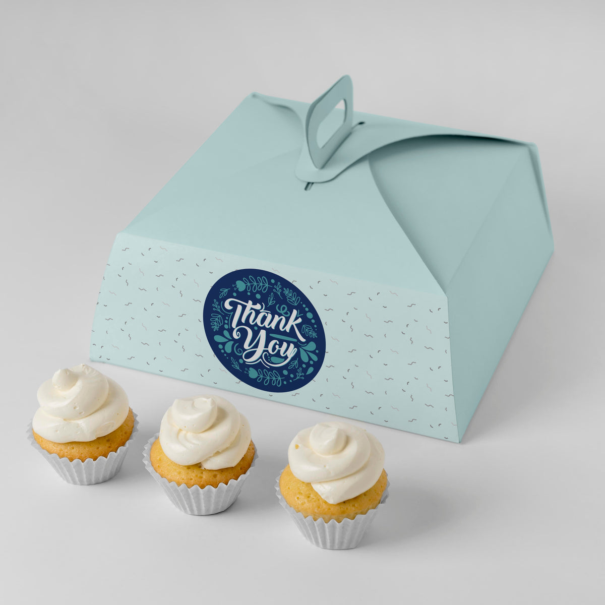 Thank You Stickers Labels Blue Color styled flat lay