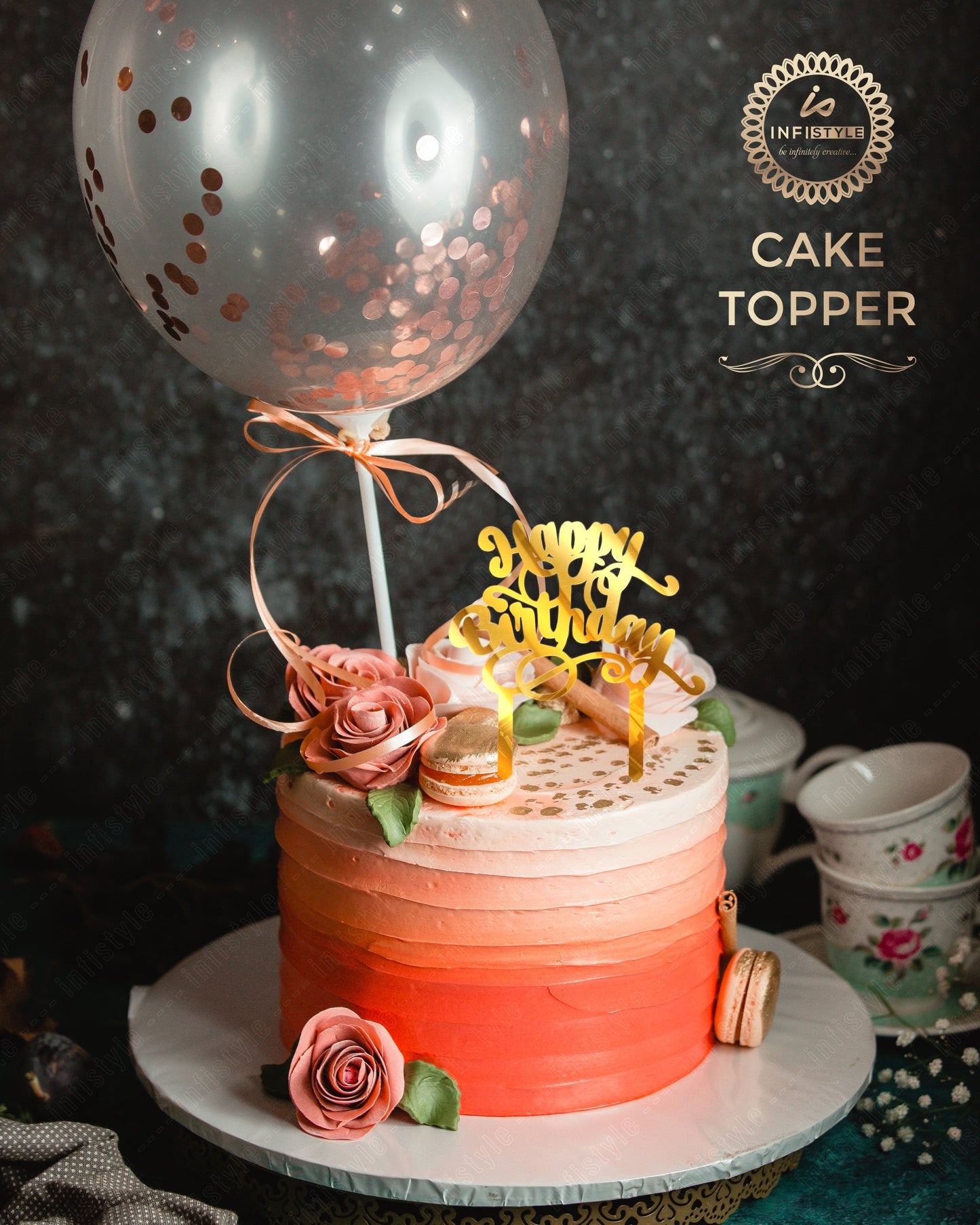 Gold Acrylic Birthday Cake Toppers
