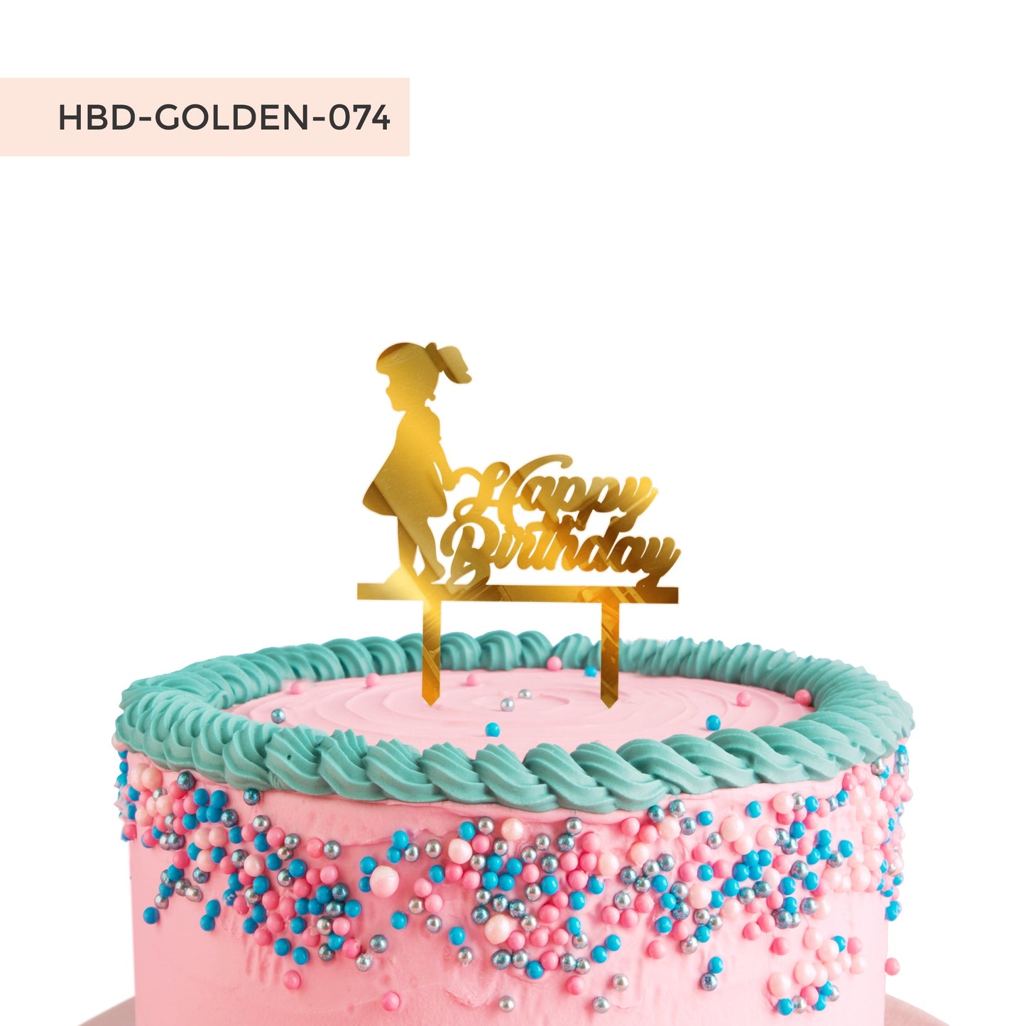 Happy Birthday Acrylic Golden Cake Toppers