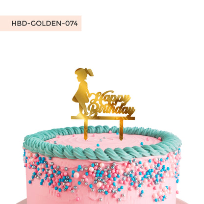 Happy Birthday Acrylic Golden Cake Toppers