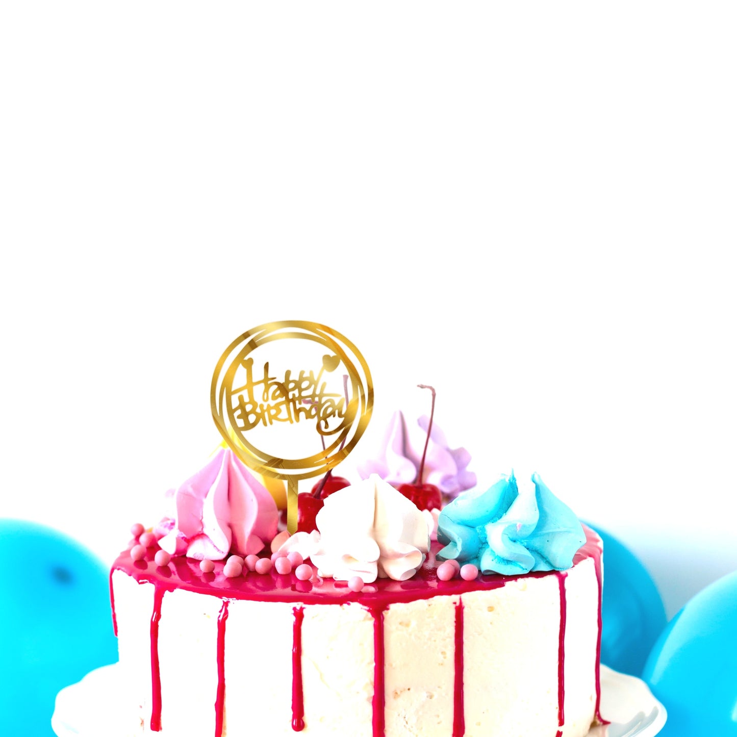 Acrylic Happy Birthday Cake Toppers Gold