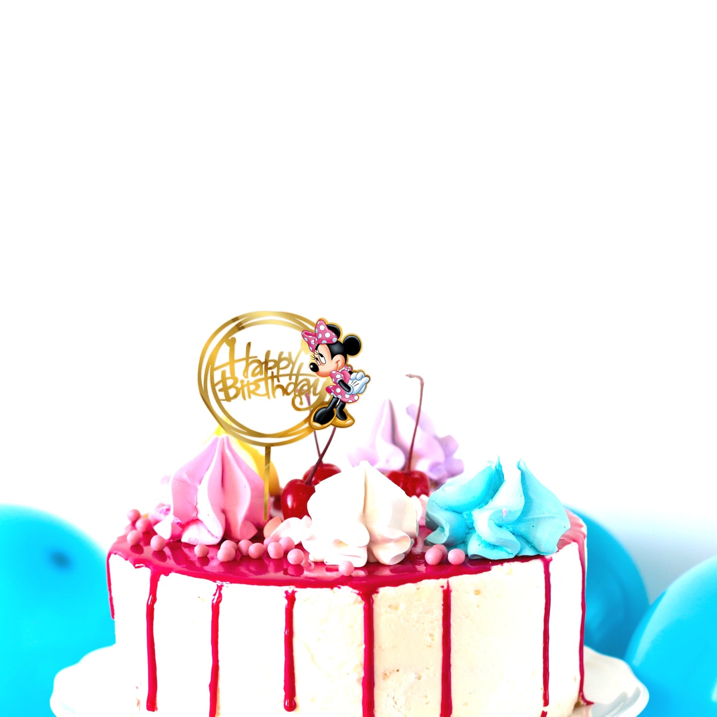 Minnie Theme Cake Topper Gold Acrylic