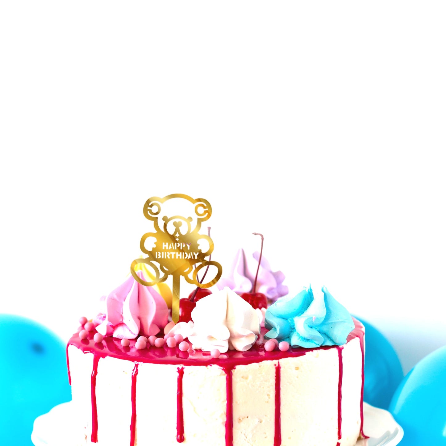 Acrylic Birthday Cake Teddy Toppers