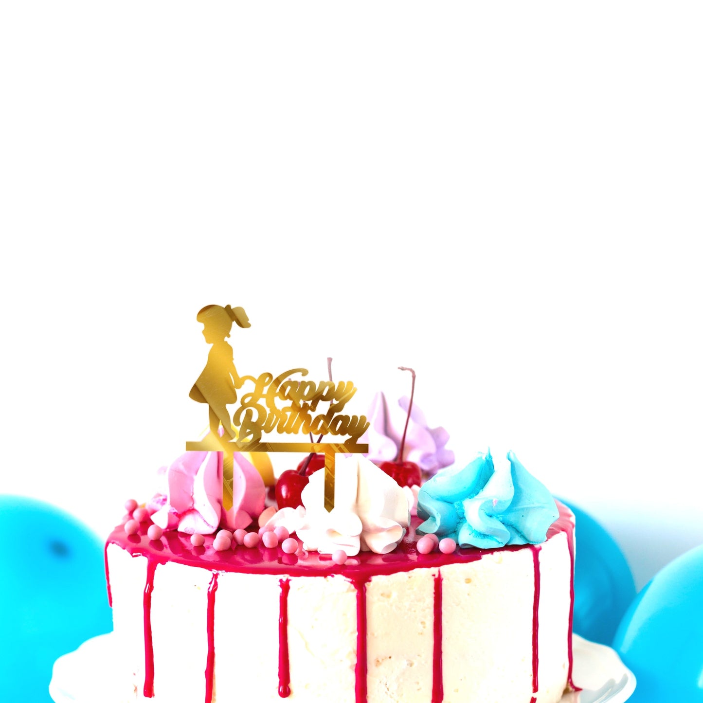 Happy Birthday Acrylic Golden Cake Toppers