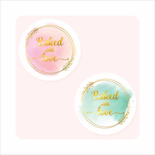 Baked With Love Gold Stickers