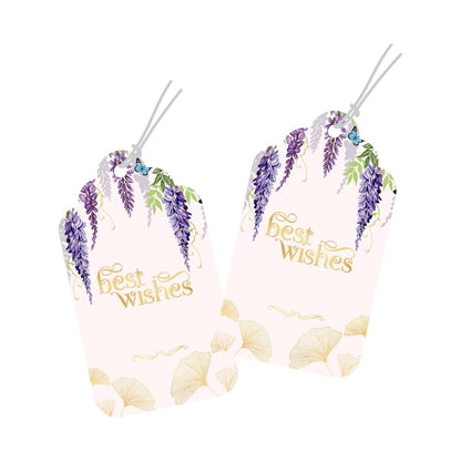 Customised Best Wishes Tags Gold Foil Tags Premium Violet Elegance