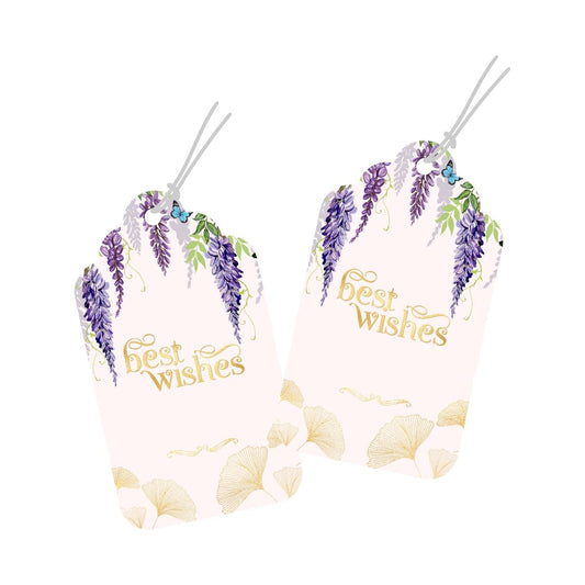 Customised Best Wishes Tags Gold Foil Tags Premium Violet Elegance