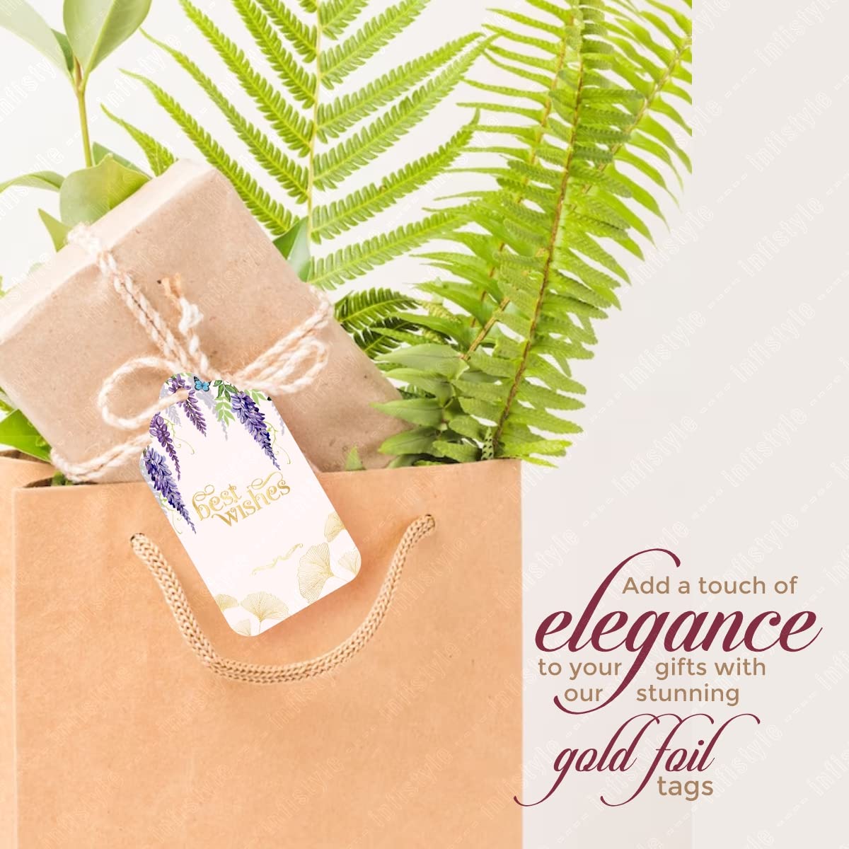 Customised Best Wishes Tags Gold Foil Tags Premium Violet Elegance photo 12