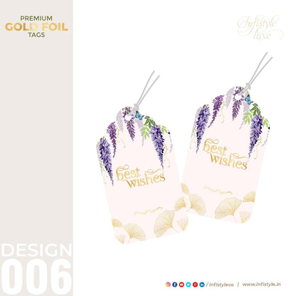 Customised Best Wishes Tags Gold Foil Tags Premium Violet Elegance photo 15