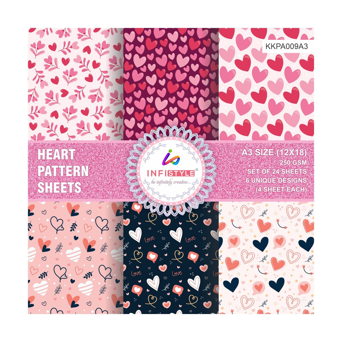 Scrapbooking Craft Paper Pack of 24 Pattern Love Theme design close-up