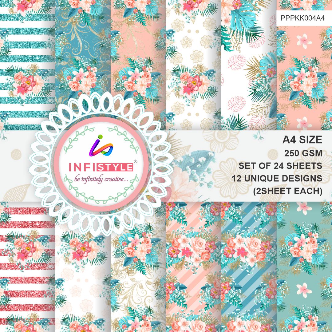 Pastel Color Paper 24 Sheets 250 GSM size and dimensions