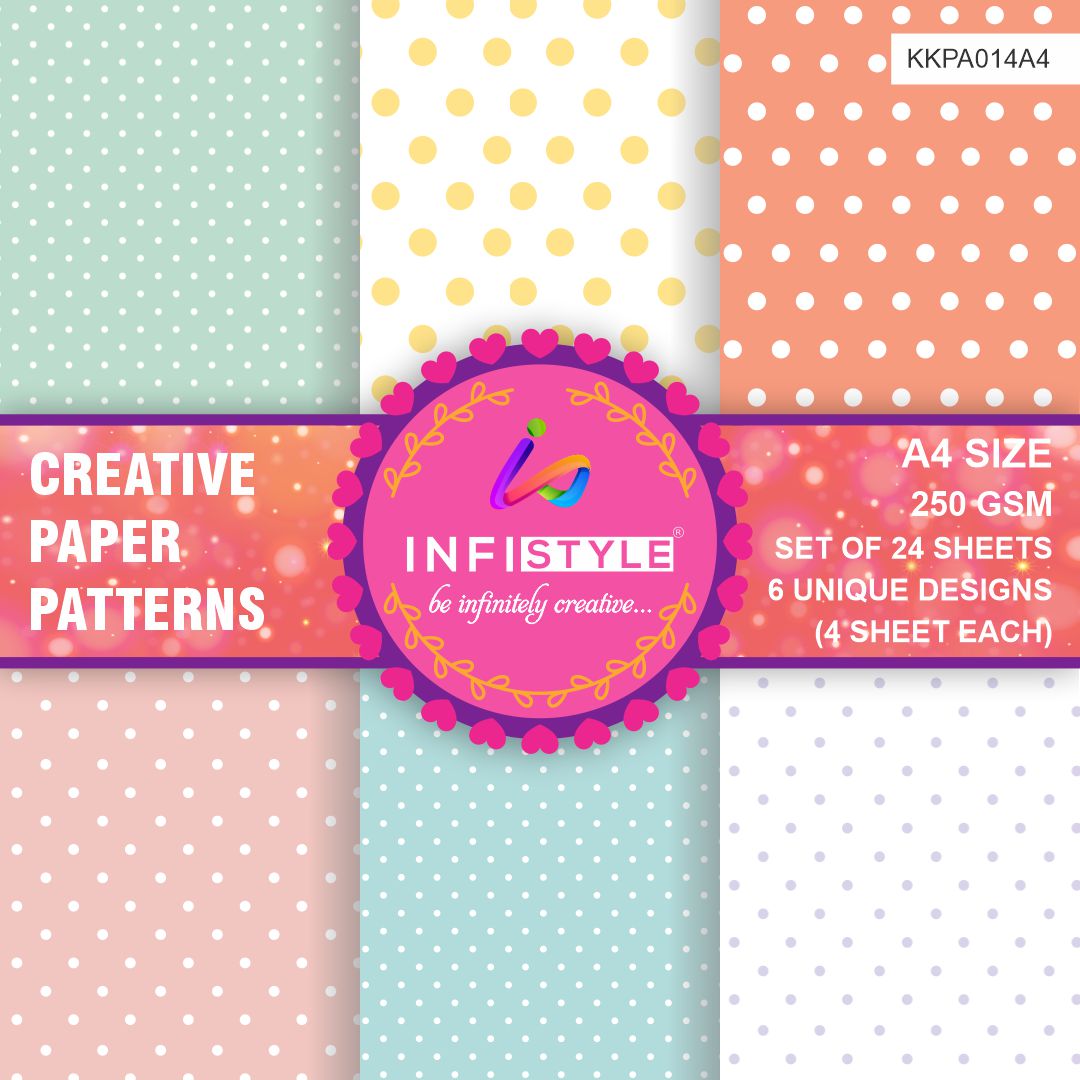 Scrapbooking Craft Paper Pack of 24 Creative Pattern Dots Hues detail view