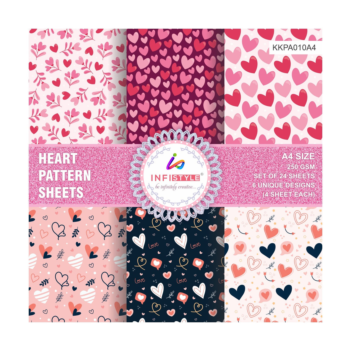 Scrapbooking Craft Paper Pack of 24 Pattern Love Theme