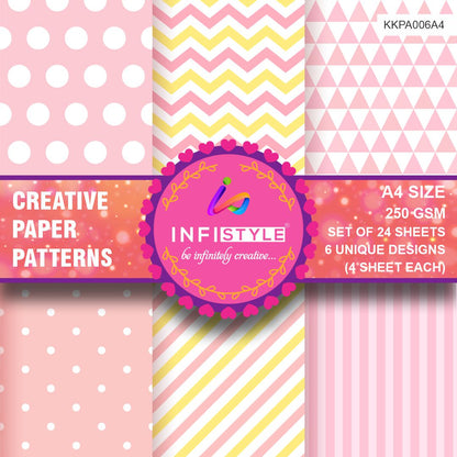 Scrapbooking Craft Paper Pack of 24 Creative Pattern Stripes Hues design close-up
