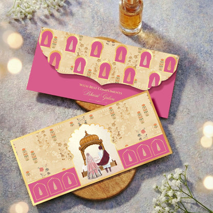 Anand Karaj Gold Foil Money Pink Envelopes