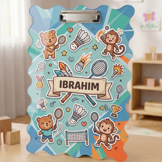 Customized Acrylic Examboard with Name | Personalized Name Examboard Badminton Theme