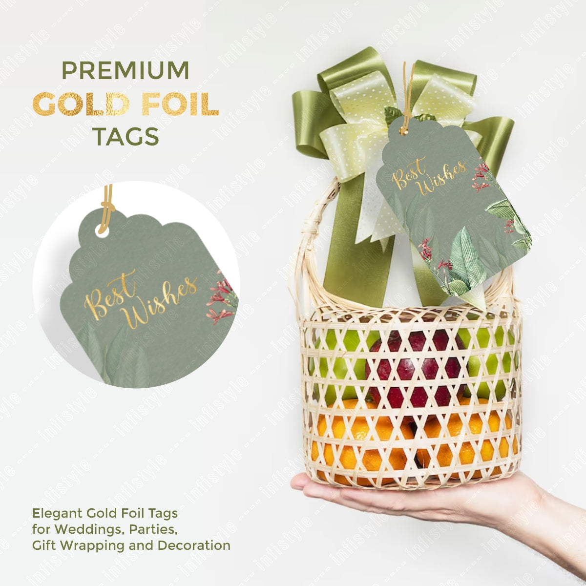 Best Wishes Tags Gold Foil Tags Premium Tropical detail view