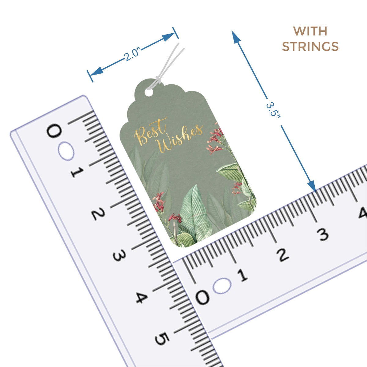 Best Wishes Tags Gold Foil Tags Premium Tropical packaging