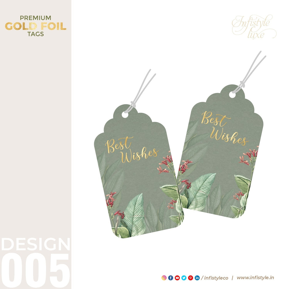 Best Wishes Tags Gold Foil Tags Premium Tropical gift presentation