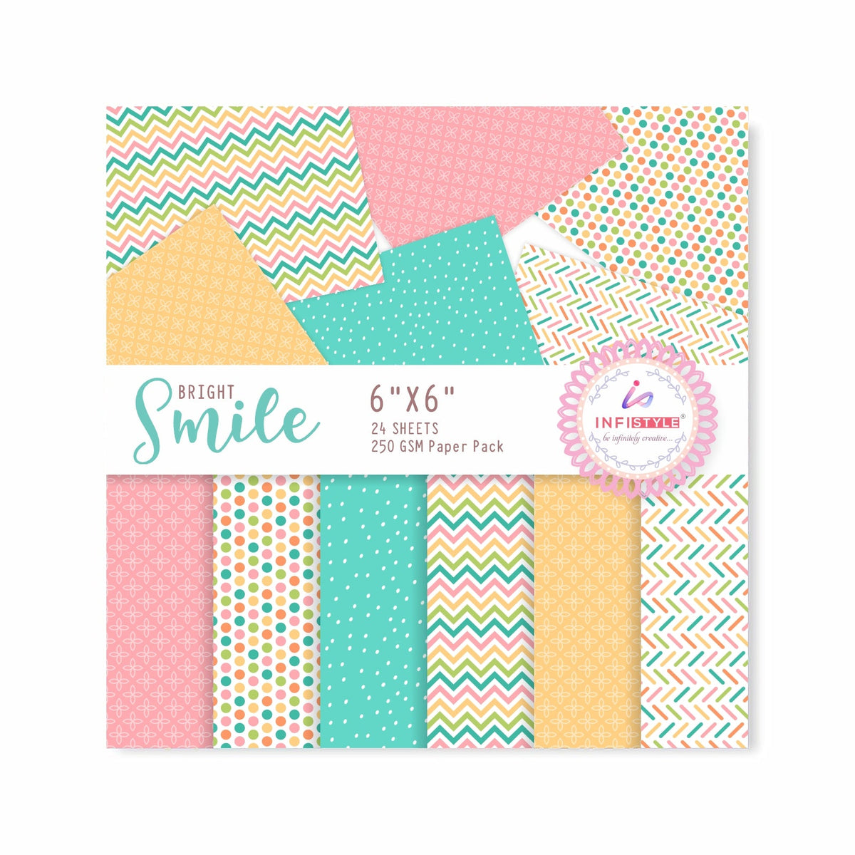 Bright Smile Craft Paper 24 Sheets 250 GSM front view