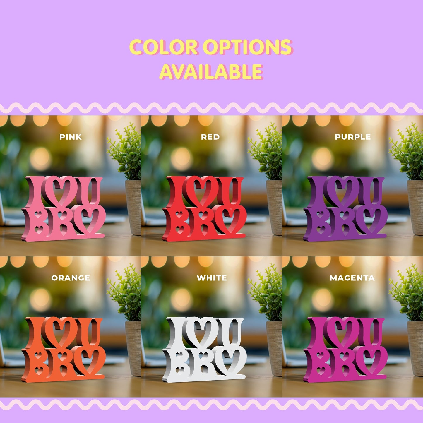 I LOVE YOU BRO 3D Home Decor Sign Gift For Brothers
